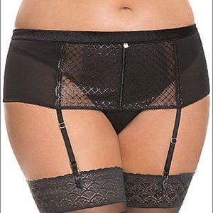 Cacique Black Mesh Garter Belt